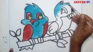 Bird coloring pages couple ||  Couple bird Coloring Pages Drawing for Kids