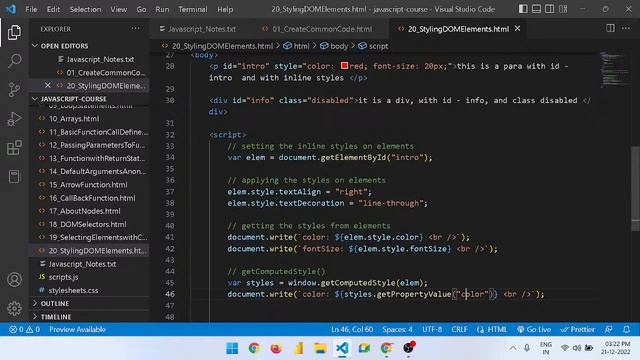Javascript - DOM Selectors, Css Selectors, Styling the DOM, Get and Set Attributes in Javascript