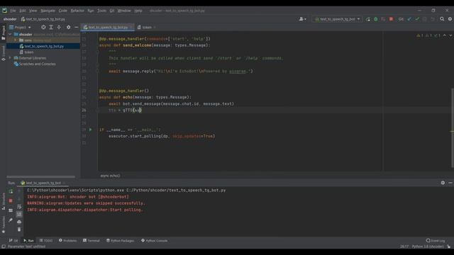 TELEGRAM BOT на PYTHON переводит ТЕКСТ в ГОЛОСОВОЕ СООБЩЕНИЕ | AIOGRAM смотреть онлайн