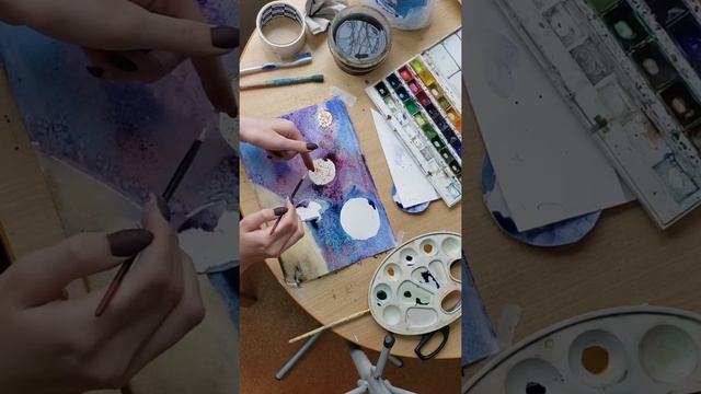 Мастер-класс по акварели «Космос».Техника «набрызг»