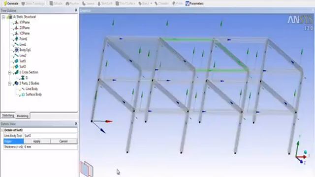 Создание сеток оболочечно стержневых систем в Ansys DesignModeler