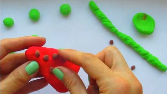 Арбузное мороженое из легкого пластилина.Поделки своими руками. смотреть онлайн