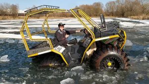 Утопили вездеход - 2021   Машина для offroad 4x4 заходит под лёд на озере.mp4
