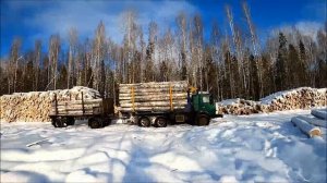 Возим лес. Штурмуем подъёмы, без цепей. 1.