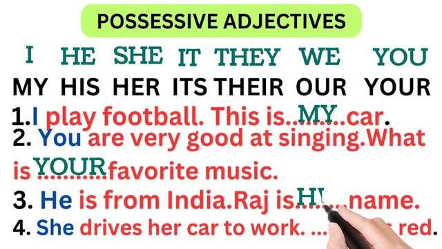 Possessive Adjectives | English Grammar Exercise. @LEARNENGLISHhd