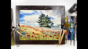 Мастер-класс по акварельной живописи «Маковое поле» | Как нарисовать маковое поле поэтапно