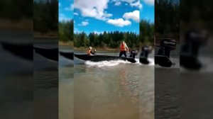Испытания лодки из ПНД нашего производства под водомёт 30л.с.