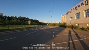 Yamaha XVS1300 Stryker / Vance & Hines Twin Slash Staggered (stock baffles 21301 and quiet 21899)