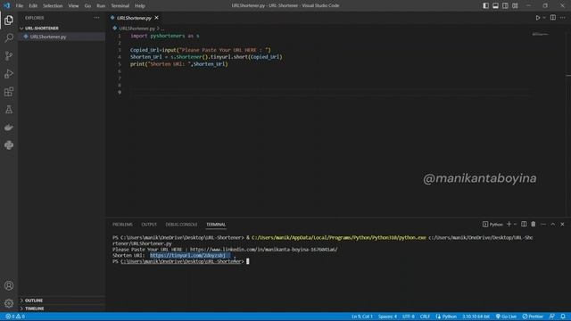URL SHORTENER  #codeclause #python #internship #April2023