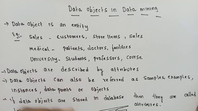 Data Objects in data mining | Data mining videos in Telugu| SRT Telugu Lectures