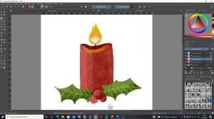 Simple Christmas Candle Digital Art Process from Sketch - Krita Speedpaint Drawing and Painting