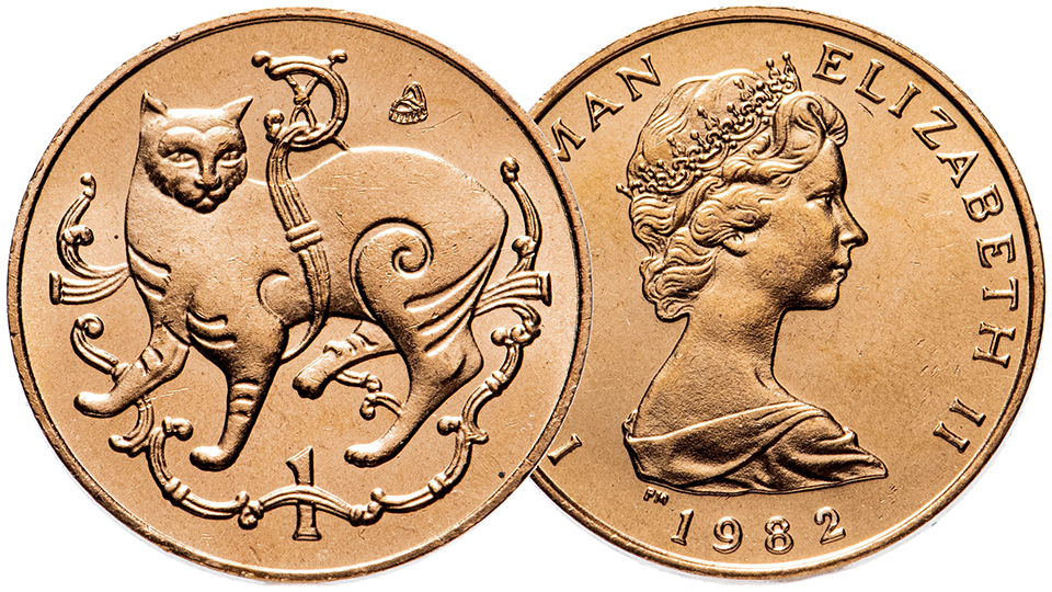 1 пенни Острова Мэн выпуска 1982 года.