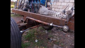 Самодельный трактор.Процесс сборки.Переделал рулевую тягу.# 38