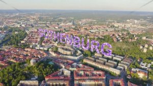 Inscription on video. Gothenburg, Sweden. Panorama of the city central part of the city. Sunset. Sh