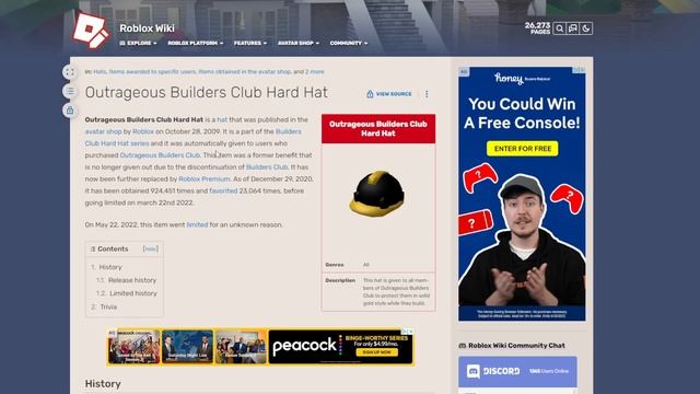 The Outrageous Builders Club Hard Hat Went Limited In Roblox! смотреть онлайн
