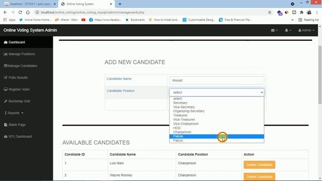 Student Final Year Project - Online Voting System using PHP/MySQL
