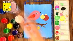 Новогодний рисунок/ Рисуем птичку/ Уроки рисования