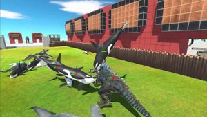 Dinosaurs Revolt Battle with Giganotosaurus + Spinosaurus VS Team Gold Shark + Megalodon