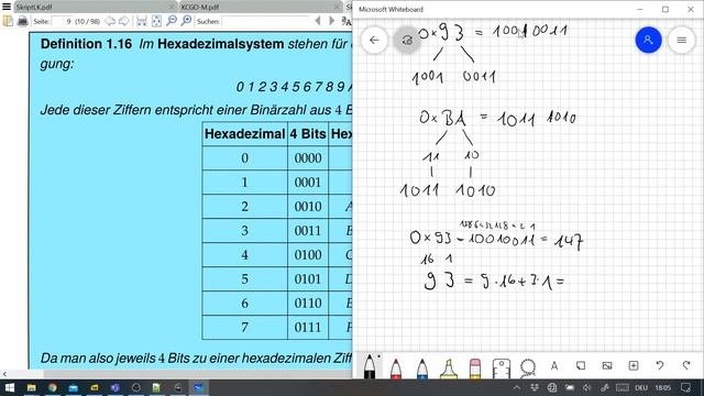Info E1 1.3 Hexadezimale Bytes ASCII Digitalisieren