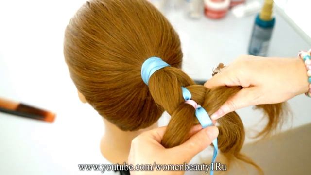 Коса из 5-ти прядей. (3+2 ленты). смотреть онлайн