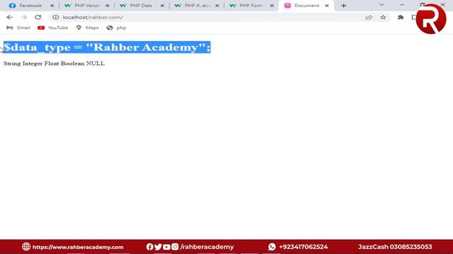 06 PHP Data Types | PHP Complete Course | PHP Tutorials For Beginners @RahberAcademy