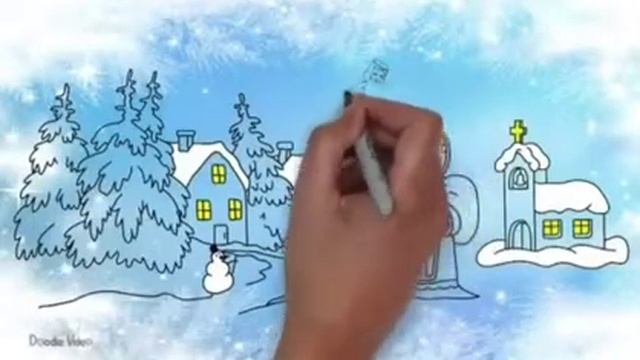 рисунок на тему зима,зимний лес, святой Николай смотреть онлайн