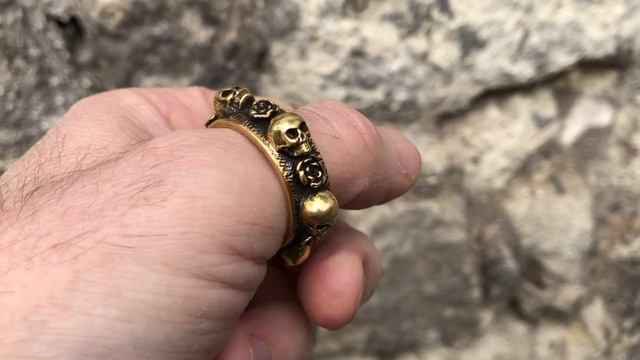 Бронзовое кольцо-чётки с черепами Memento mori Готические украшения с черепами Подарок философу