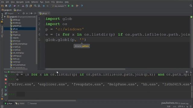 Python Intermediate  Модуль glob
