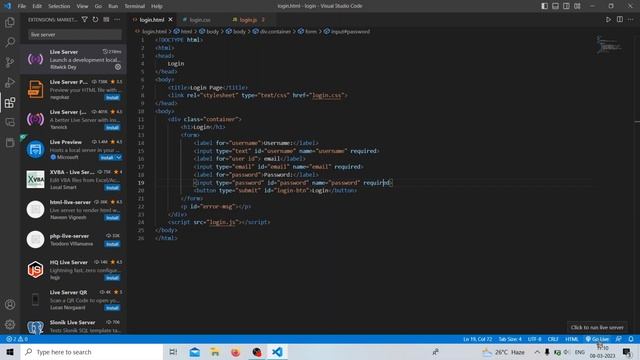 How To Enable Go Live Button in Visual Studio Code|Live Server Extension@hrikves @CodeWithHarry
