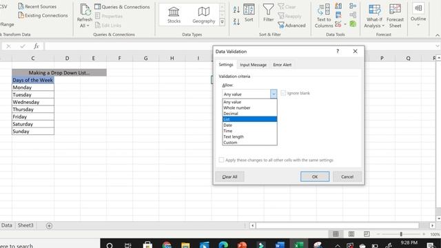 Making a drop down list in excel - excel made very easy