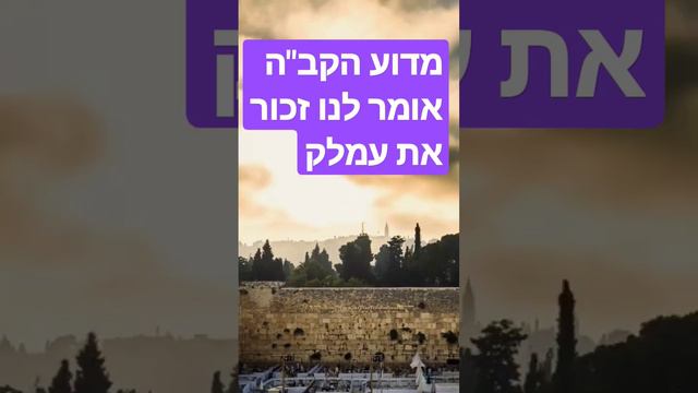 פרשת זכור - מדוע הקב"ה אומר לנו זכור את עמלק - הרב עובדיה יוסף זצ"ל  - למטה לגרסה המלאה