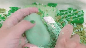 Нарезка кубиками ? Зеленый набор ? Сухое хрустящее мыло, Расслабляющее видео со слаймом