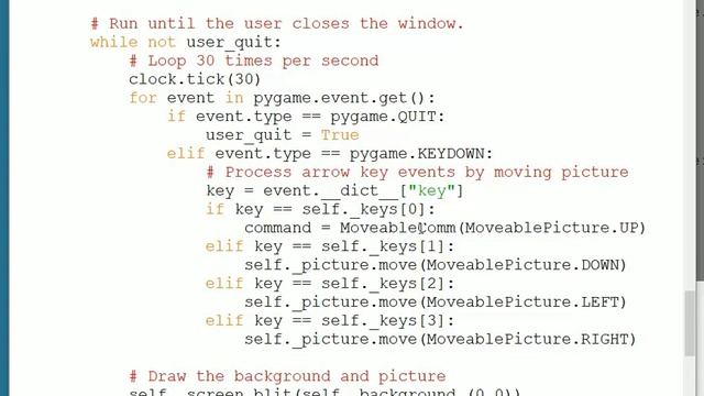 The command design pattern in Python (with undo!); No Music; Objects & Games w/ Python Ch 6 Video 3