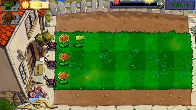 "Растения против зомби 1" 1-2 уровень