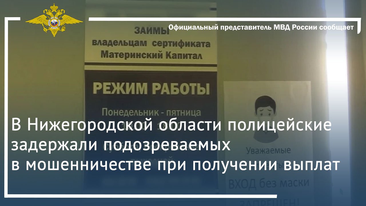 В Нижегородской области полицейские задержали подозреваемых в мошенничестве при получении выплат