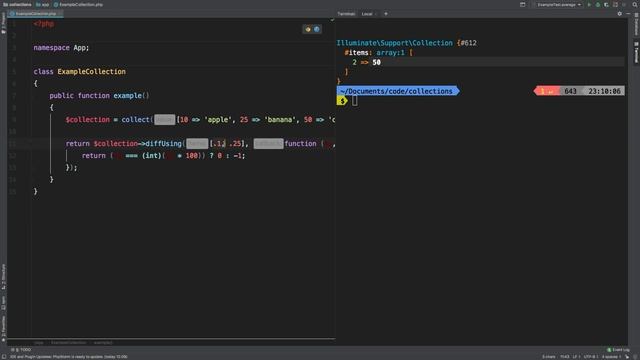 diffUsing diffAssocUsing diffKeysUsing  Laravel Collections