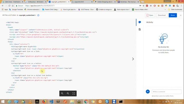 how to create copyright symbol using bootstrap framework