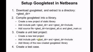 Google Test #1.a:  Setup Googletest in Netbeans