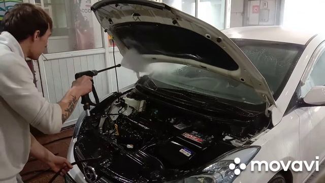 как помыть двигатель на Hyundai elantra