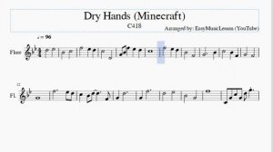 Flute Sheet Music: How to play Dry Hands (Minecraft) by C418