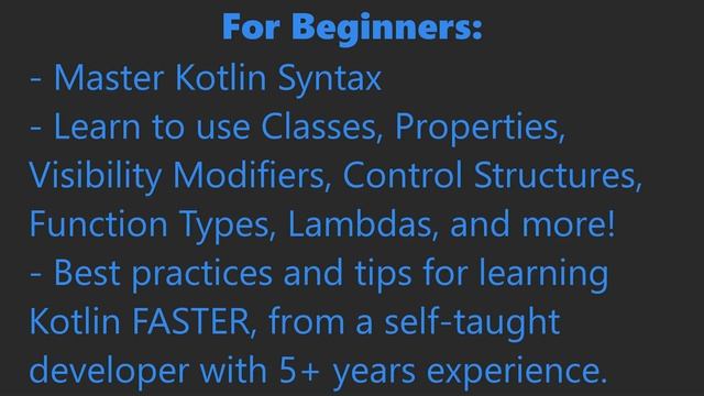 Kotlin Programming for Beginners, Intermediates, and Java Developers! смотреть онлайн