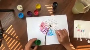 Рисуем одуванчик ватными палочками/ 4 класс