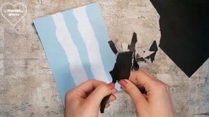 Аппликация из кусочков бумаги - березки
