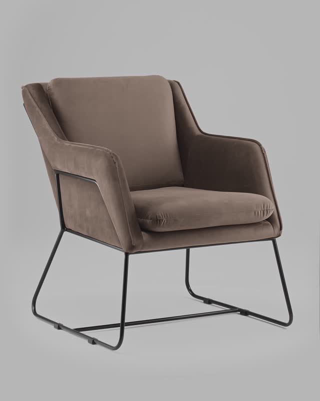 Кресло Роланд. Мягкое кресло с широким сиденьем на полозьях в стиле лофт