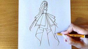 Как Нарисовать Девушку В Красивом Платье | Простой Рисунок Карандашом | Как Нарисовать Принцессу
