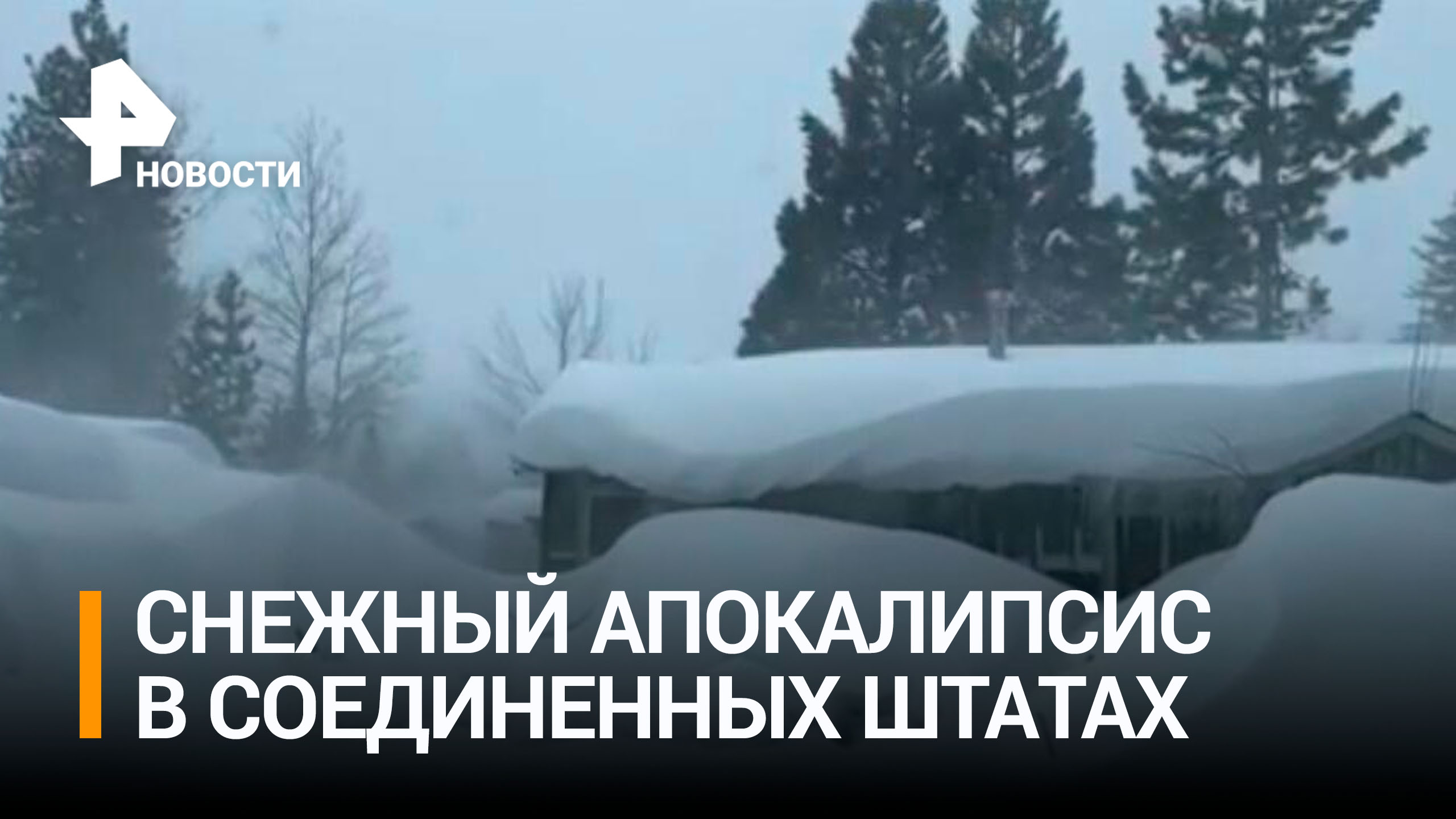 Снежный Армагеддон накрыл США: сугробы доходят до второго этажа / РЕН Новости