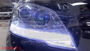 Mercedes-Benz ML W164, установка ДХО c бегущим сигналом поворота в фары