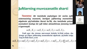 3 Mavzu Markazga nisbatan kuch momenti  O'qqa nisbatan kuch momenti  N M