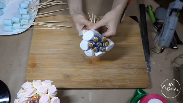 Мини букет из маршмеллоу своими руками. DIY. Bouquet of marshmallows