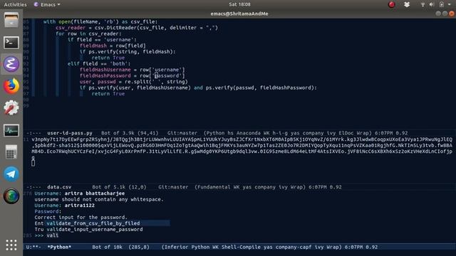 Emacs Screencast: EP04 login using hash in python (Fixing more bugs & summarizing for now)